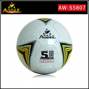 新款高档5号足球 欧威尔AW-S5807白色镜面儿童充气足球